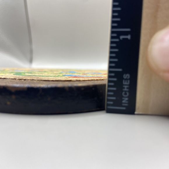 Vintage 60s Hand Painted Folk Art Wood / Cork Hot Plates Trivets (2) Apple Shape - Picture 10 of 10